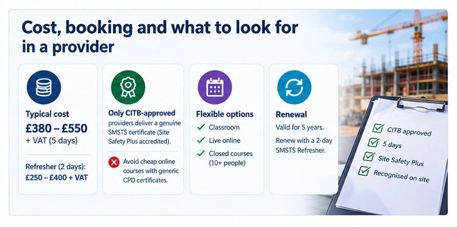SMSTS booking cost