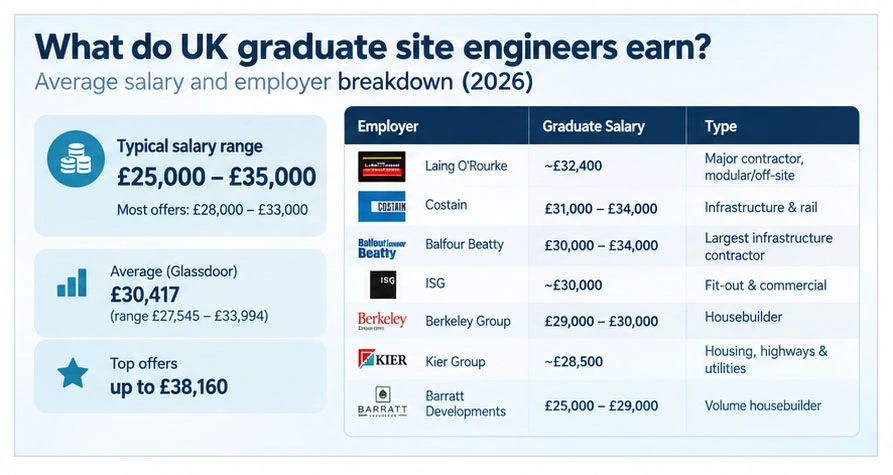 What do UK graduate site engineers earn